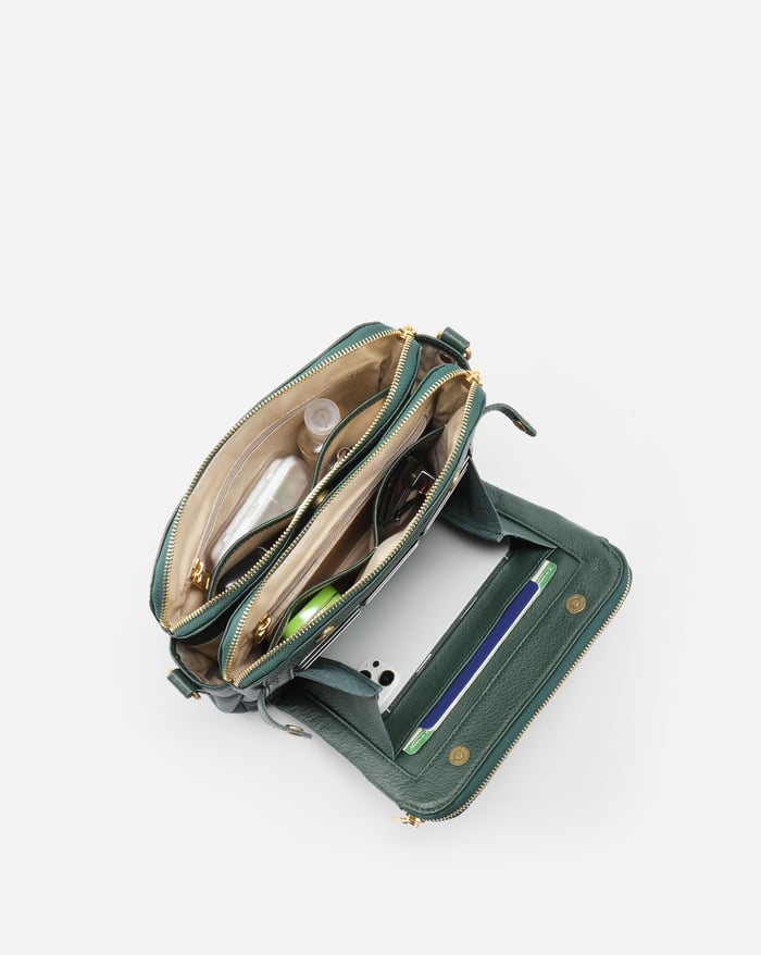 Háromrekeszes crossbody táska beépített pénztárcával – 26. kép
