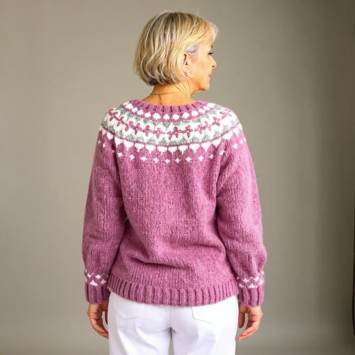 Skandináv mintás vintage kötött kardigán – 3. kép