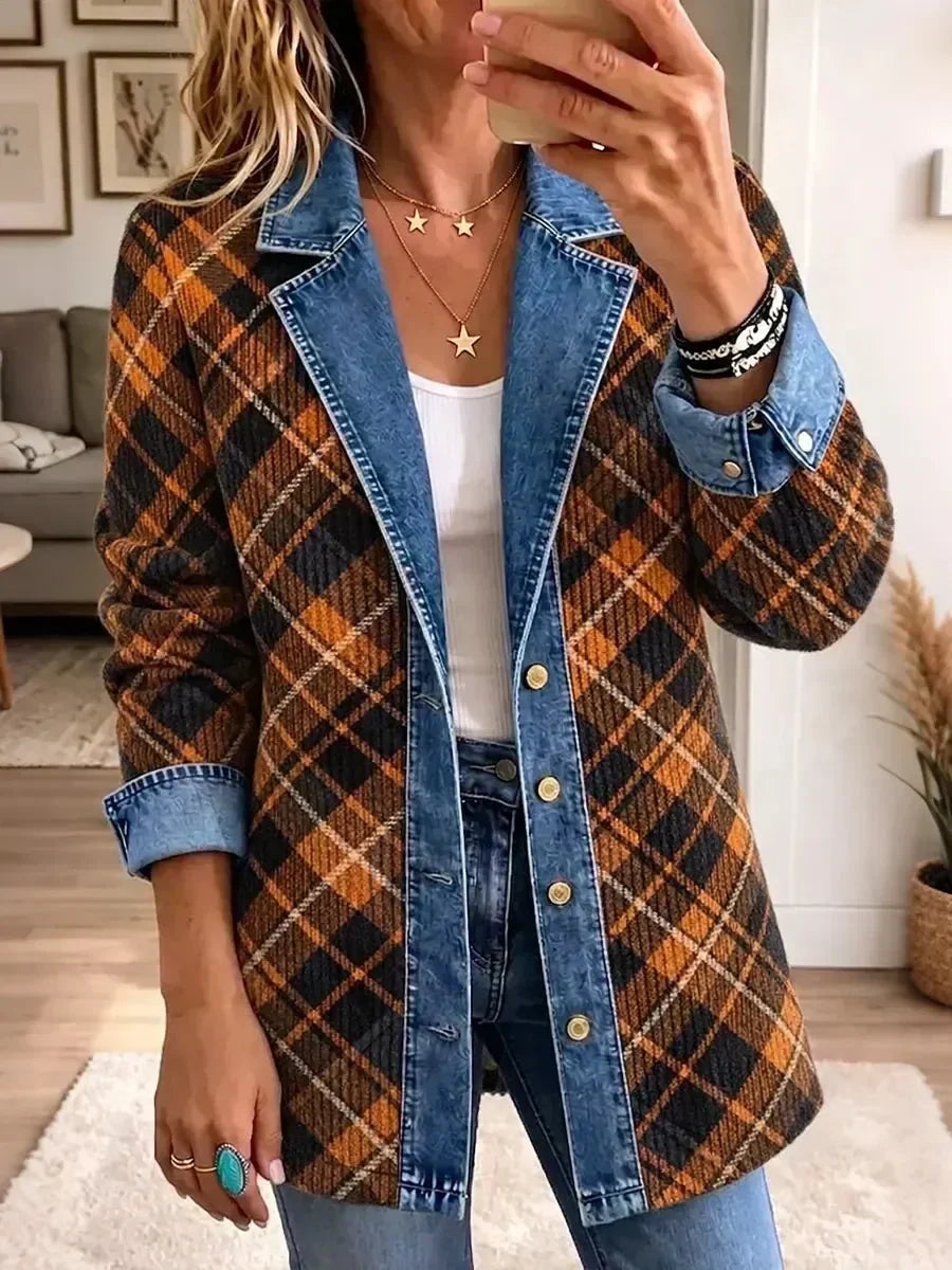 Barnás vintage nyomott mintás dzseki