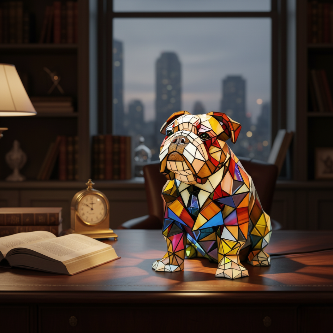 Geometrikus bulldog formájú színes LED lámpa – 2. kép