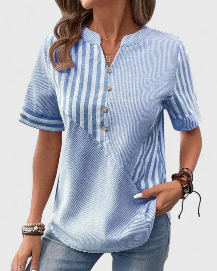 Csíkos laza női blúz – 8. kép