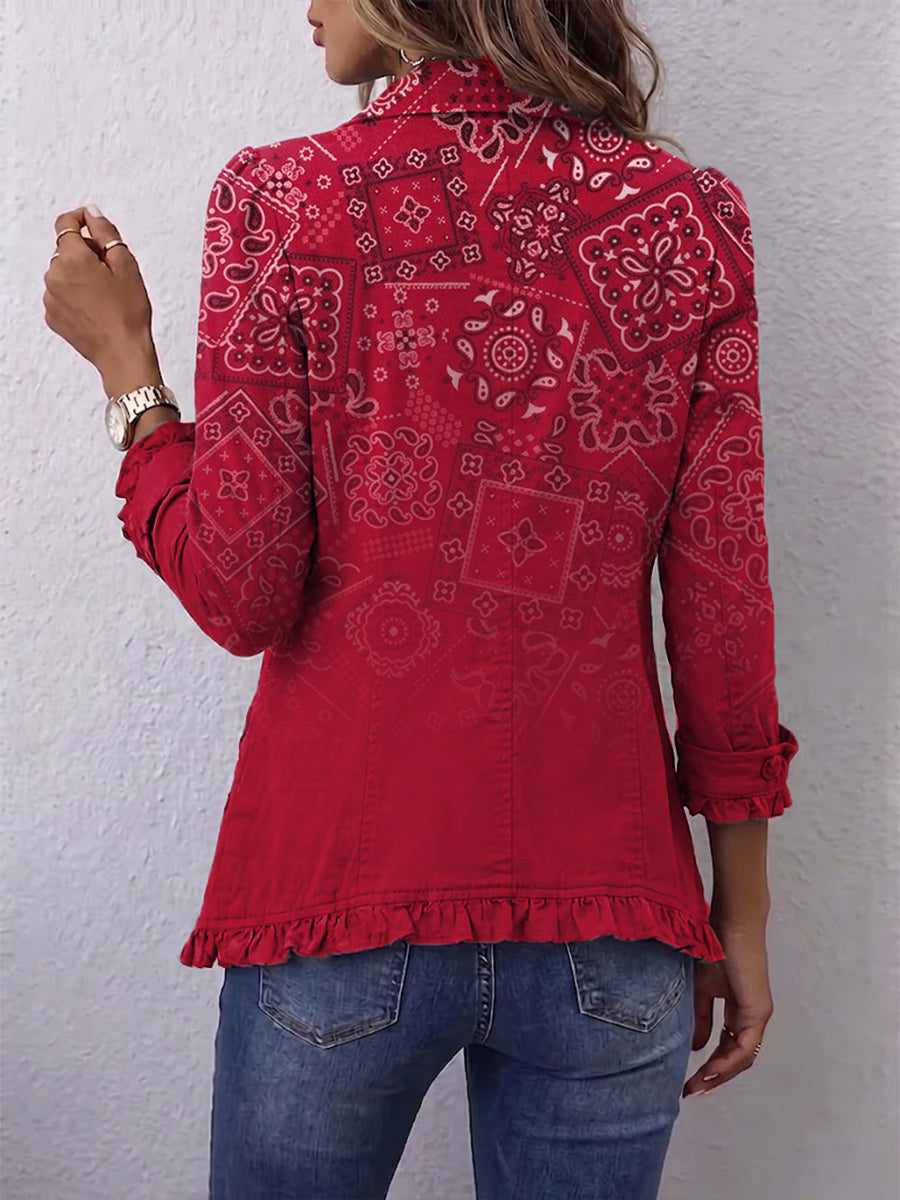 Piros paisley ombre fodros blézer – 2. kép