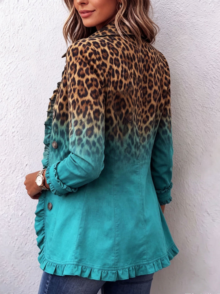 Leopárd ombre fodros blézer – 4. kép