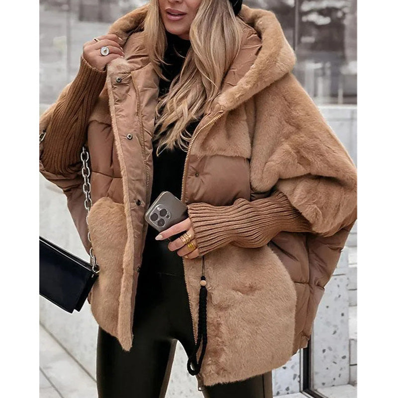 Oversize foltvarrott steppelt kabát – 3. kép