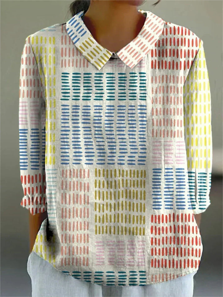 Színblokkos vidám ingblúz – 2. kép